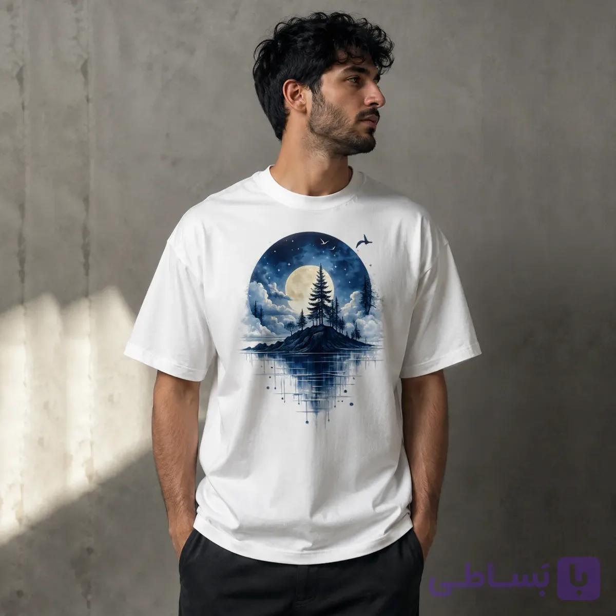 تیشرت باکسی طرح جزیره مهتاب — تصویر 1