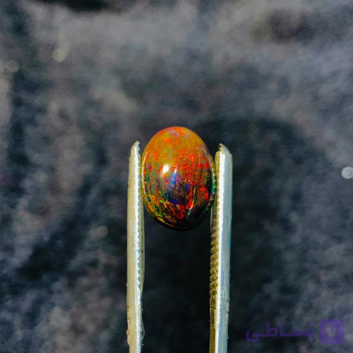 نگین اپال مشکی اصل سایز 10*15 میلی‌متر — تصویر 1