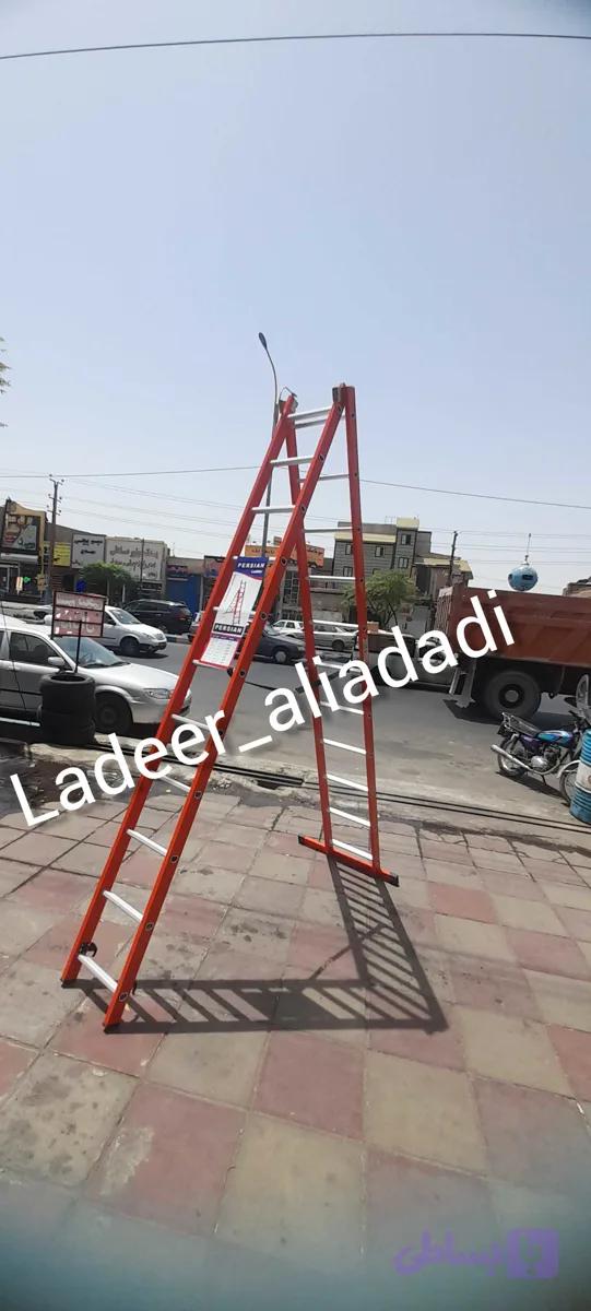 نردبان ۸متری ۲تکه مخابراتی ۳۴پله تخت آلومینیومی (نارنجی