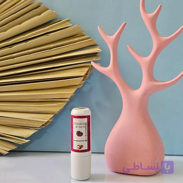 بهترین بالم لب طبیعی | قیمت بهترین بالم لب گیاهی | با رایحه توت‌ فرنگی | 5 گرم — تصویر 1