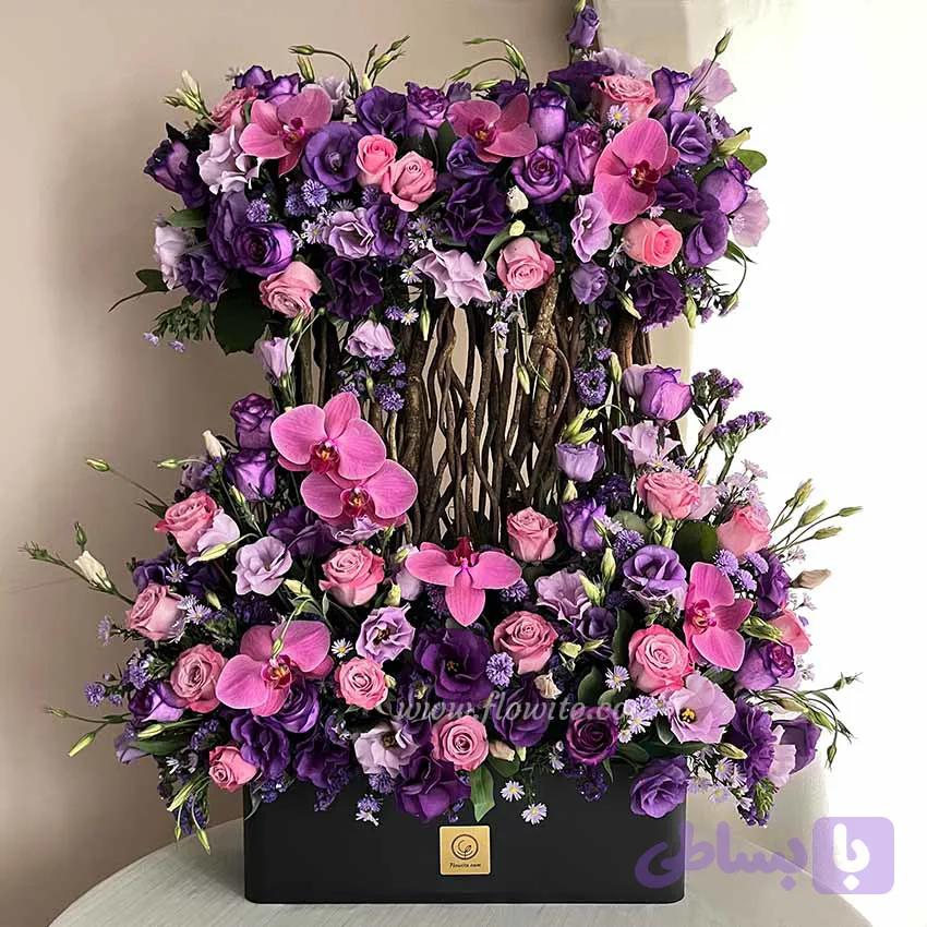 باکس گل دو طبقه بنفش کد 411