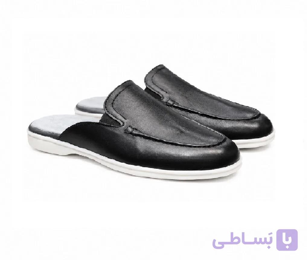 صندل چرم مردانه مدل لوفر مشکی — تصویر 1