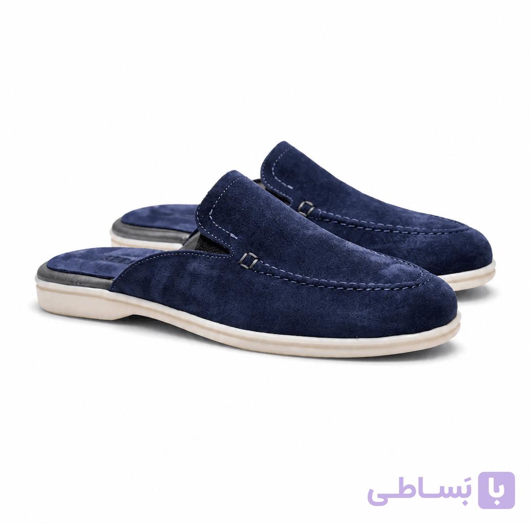 صندل چرم مردانه مدل لوفرجیر رنگ سرمه ای — تصویر 1