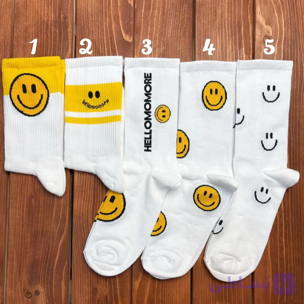 جوراب ساقدار الیت نوشته دار سری Smiley Face