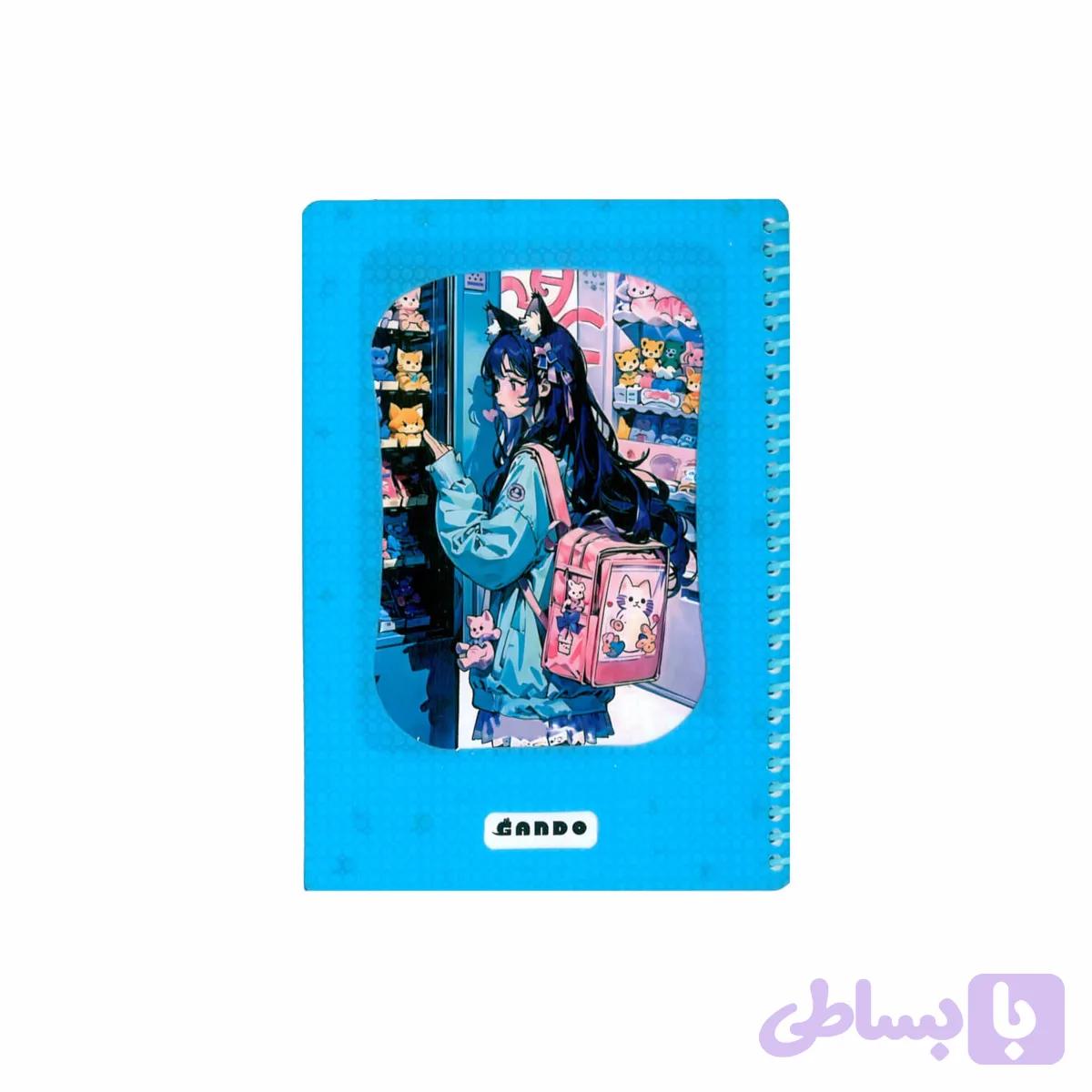 دفتر سیمی قابدار 50 برگ مدل کوله گربه ای کد GA128 — تصویر 1
