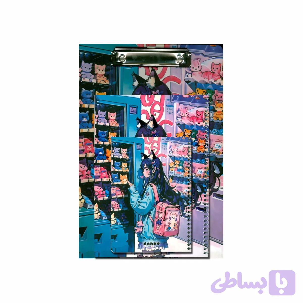 ست سه تکه 80 برگ دختر کوله گربه ای کد GA324 — تصویر 1