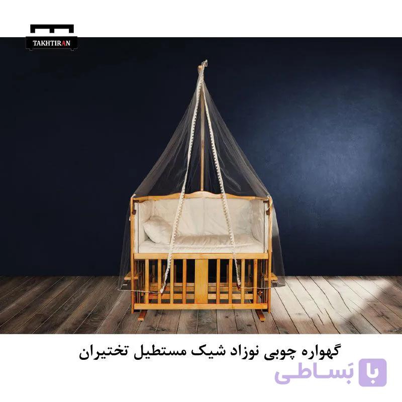 گهواره چوبی نوزاد شیک مستطیل — تصویر 1