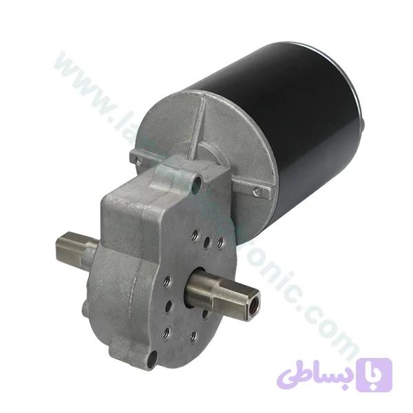 موتور گیربکس حلزونی DC مدل NBG-768 دو سر شفت 24 ولت 110 دور — تصویر 1