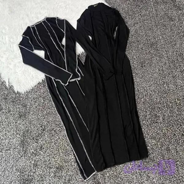 پیراهن بلند رگه دوزی کبریتی