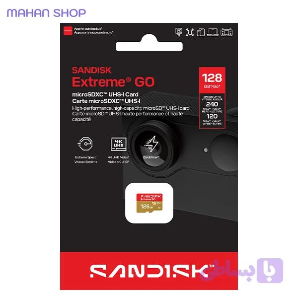 کارت حافظه microSD سن دیسک مدل Extreme GO microSD UHS-I سرعت 240 مگابایت – ظرفیت 128 گیگابایت — تصویر 1
