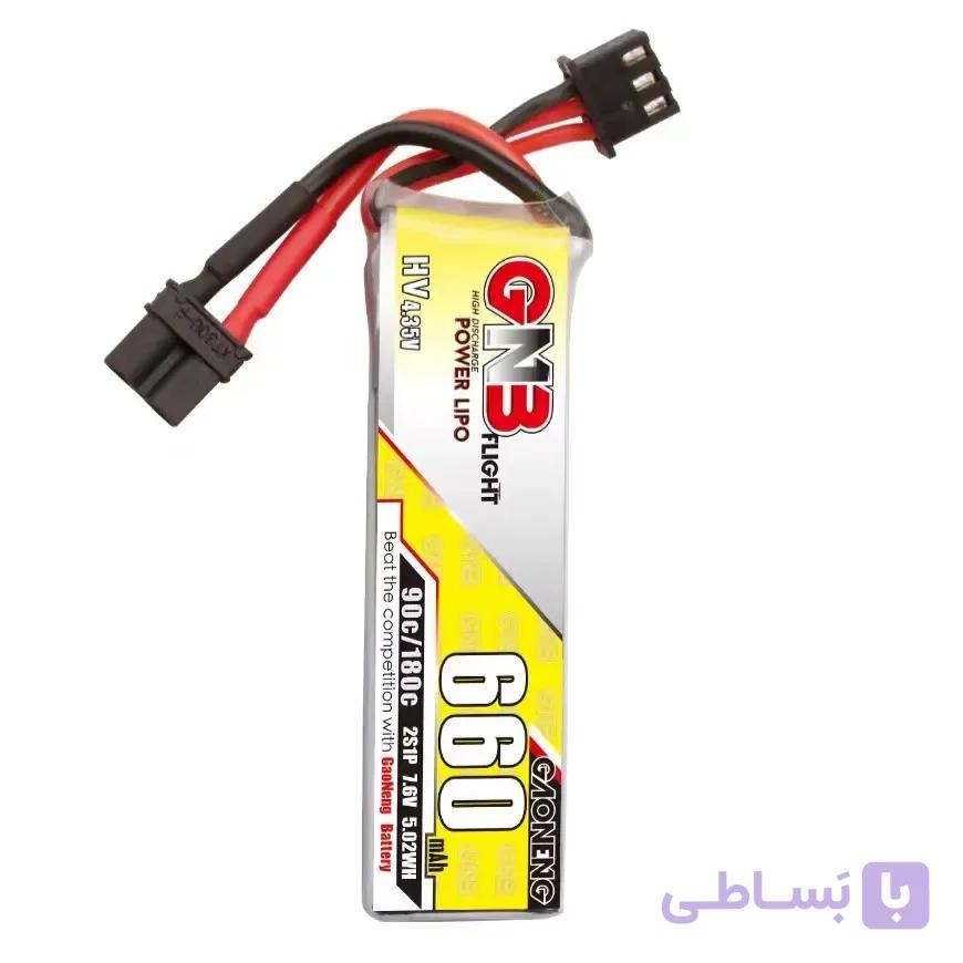 باتری GNB لیپو ۲ سل ۶۶۰ میلی آمپر | اف پی وی | GAONENG GNB LiHV 2S 7.6V 660mAh 90C XT30 LiPo Battery Long Type — تصویر 1