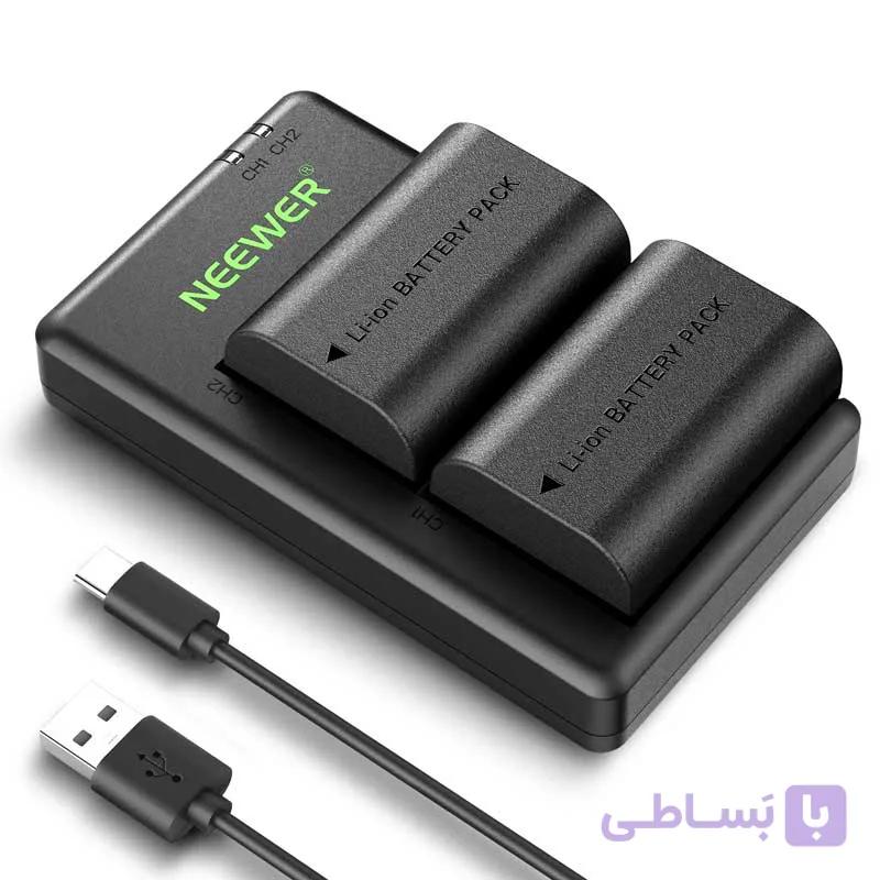 پک دو عدد باتری LP-E6 و هاب کنون نیور | NEEWER 2 Pack 2200mAh LP-E6P/LP-E6NH Replacement Batteries &amp; USB Dual Charger — تصویر 1