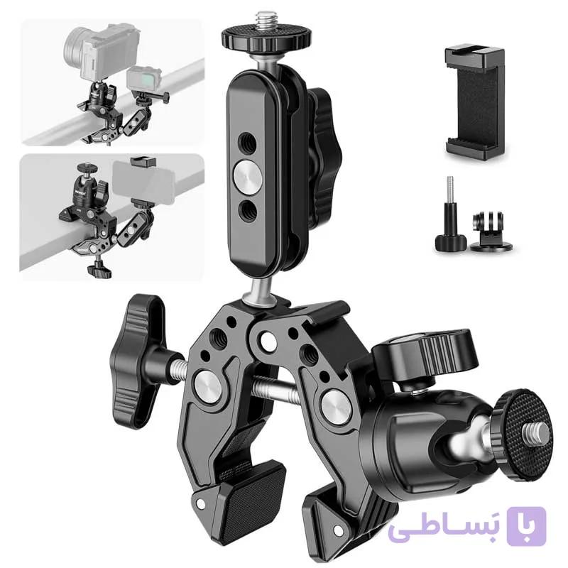 بازو نگهدارنده دوربین و گوشی نیور | NEEWER ST85 Super Clamp with 3″ Dual Ballhead Magic Arm — تصویر 1