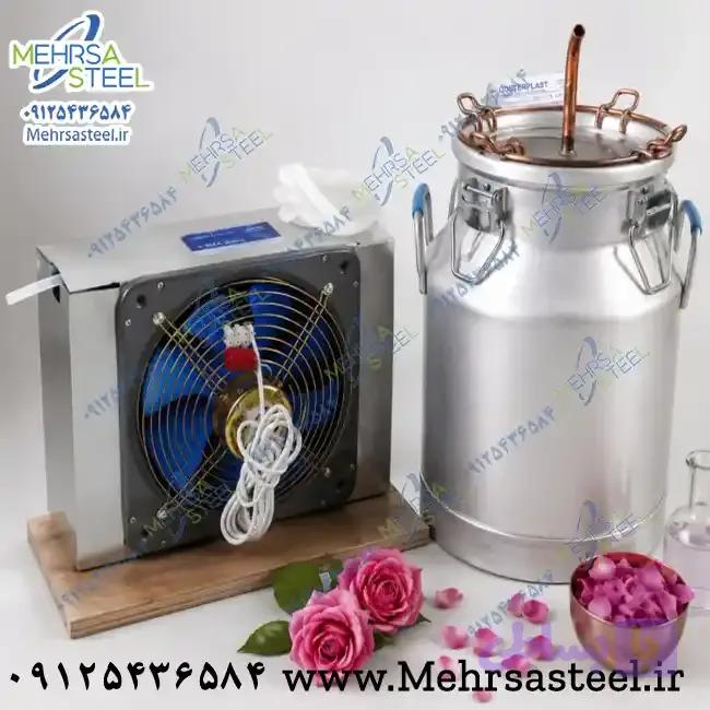دستگاه گلابگیر و عرق گیری 25 لیتری و کندانسور پیرکس سایز متوسط برقی