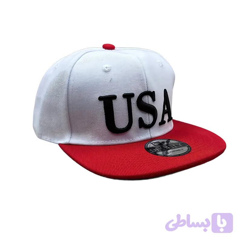 کلاه کپ سفید بک فیت مدل USA (کد K1M33)
