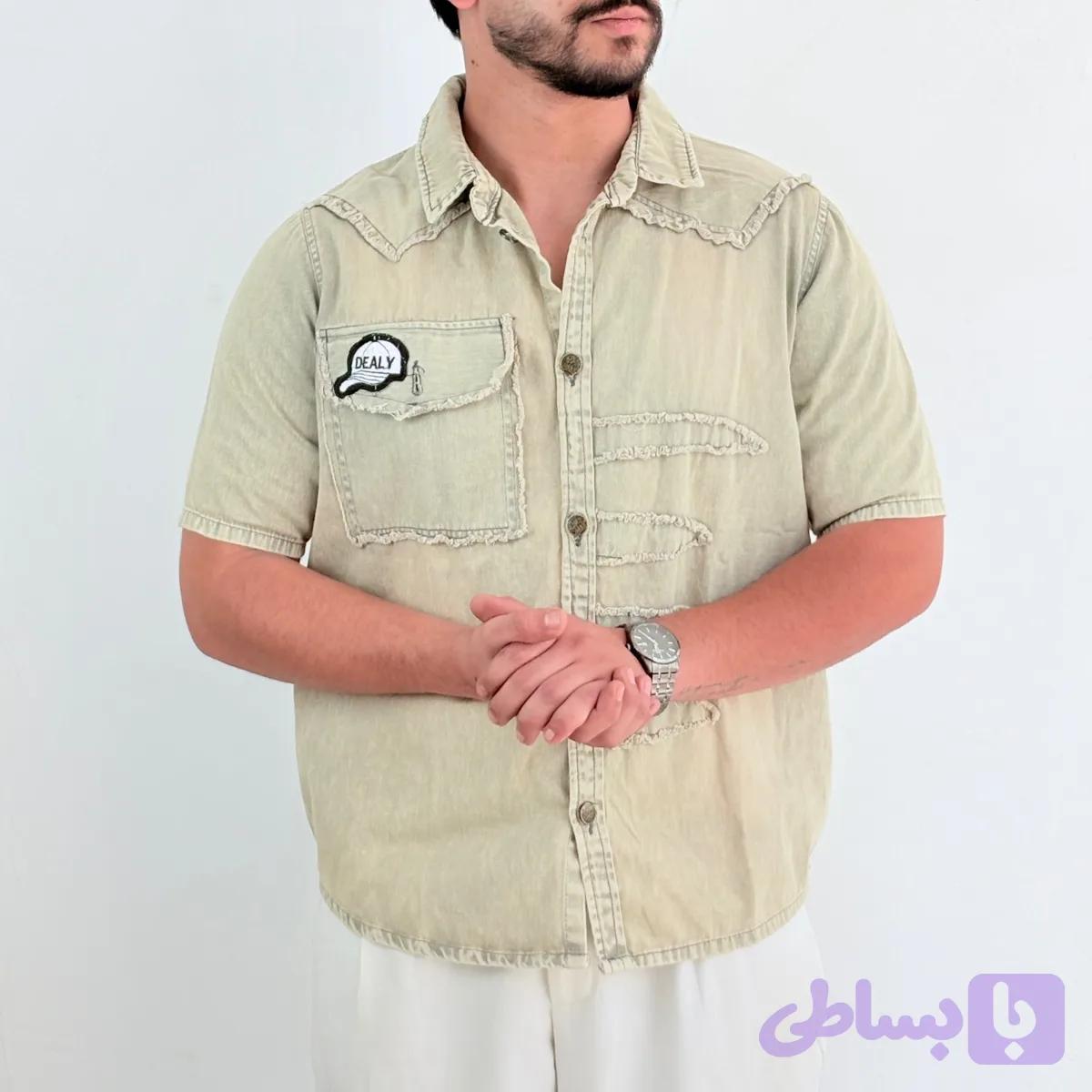 پیراهن جین خاکی مدل CAP (کد 45VUY)