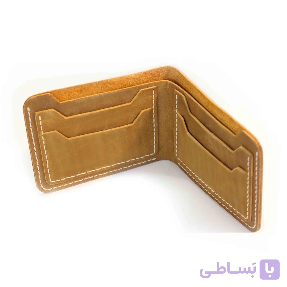 کیف پول چرم طبیعی قفل دار تمام دست‌دوز — تصویر 1