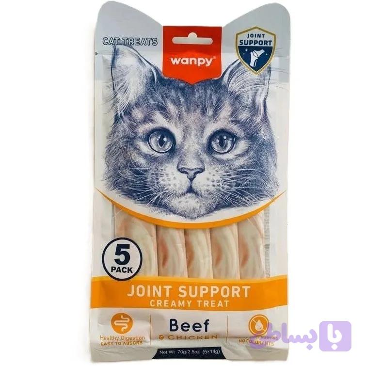 بستنی درمانی گربه ونپی مخصوص مشکلات مفصلی با طعم مرغ و گوشت| Wanpy Joint Support Creamy Treat بسته 5 عددی - پت شاپ فنچول