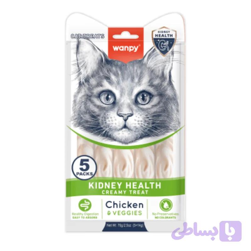 بستنی درمانی گربه ونپی مخصوصمشکلات کلیوی با طعم مرغ و سبزیجات| Wanpy Kidney Health بسته 5 عددی - پت شاپ فنچول