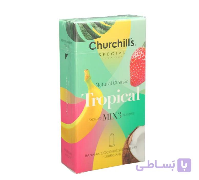 کاندوم میوه ای چرچیلز مدل Mix 3 بسته 12 عددی مدل تروپیکال Churchills Tropical Condom — تصویر 1