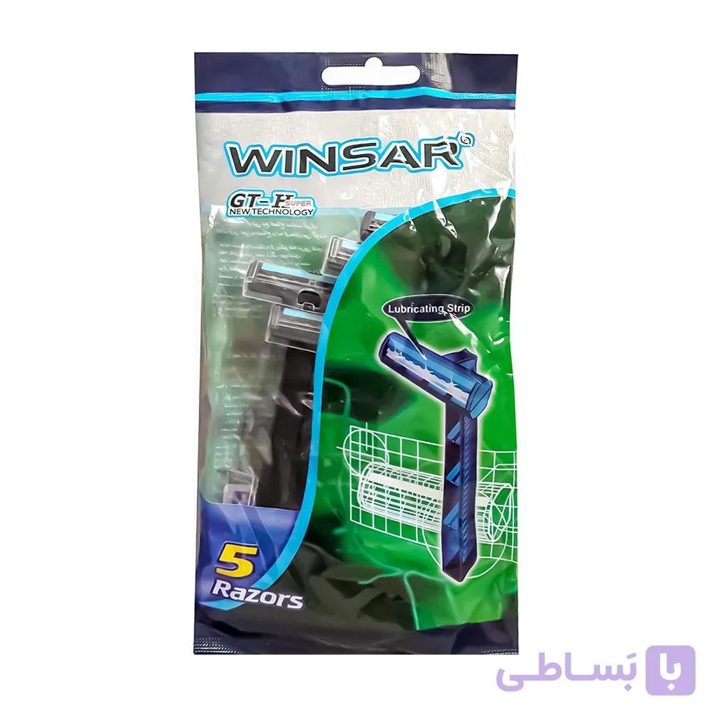 خودتراش دو لبه صابون دار وینسار مدل GT-H-Super بسته 5 عددی