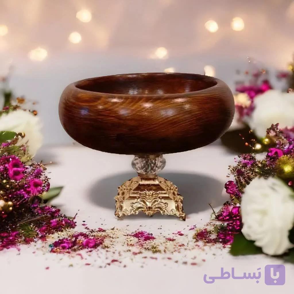 کاسه با پایه کریستال و برنج