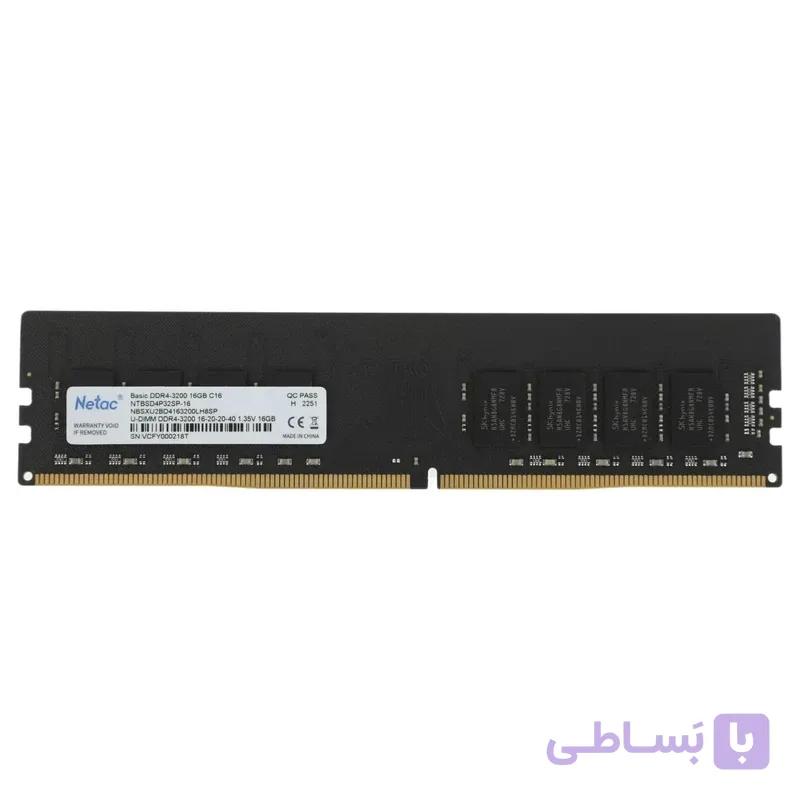 رم دسکتاپ DDR4 تک کاناله 3200 مگاهرتز cl22 نتاک مدل basic ظرفیت 16 گیگابایت
