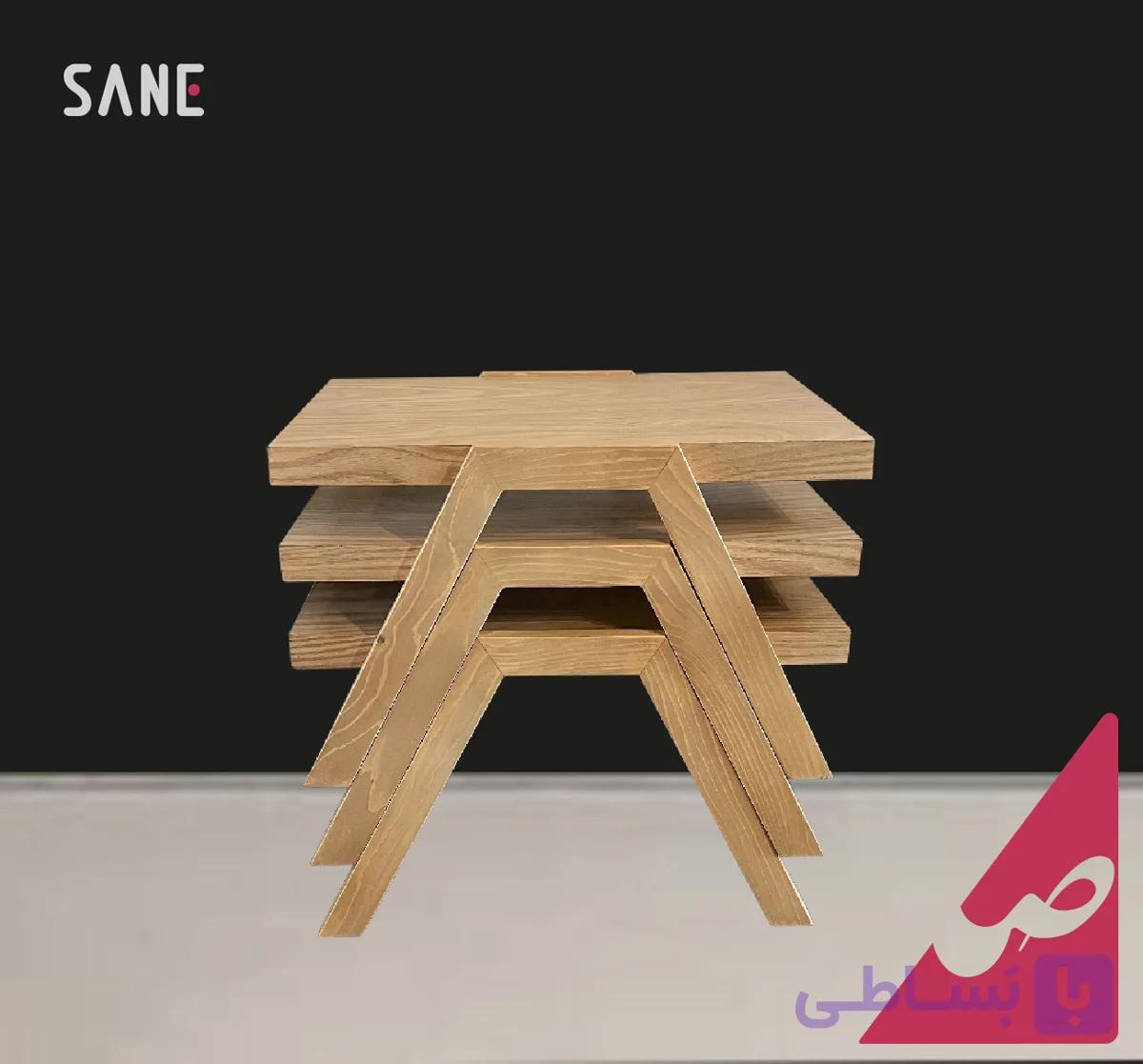 میز چوبی سه تیکه ساده مدل عسلی برج کد 30354 — تصویر 1
