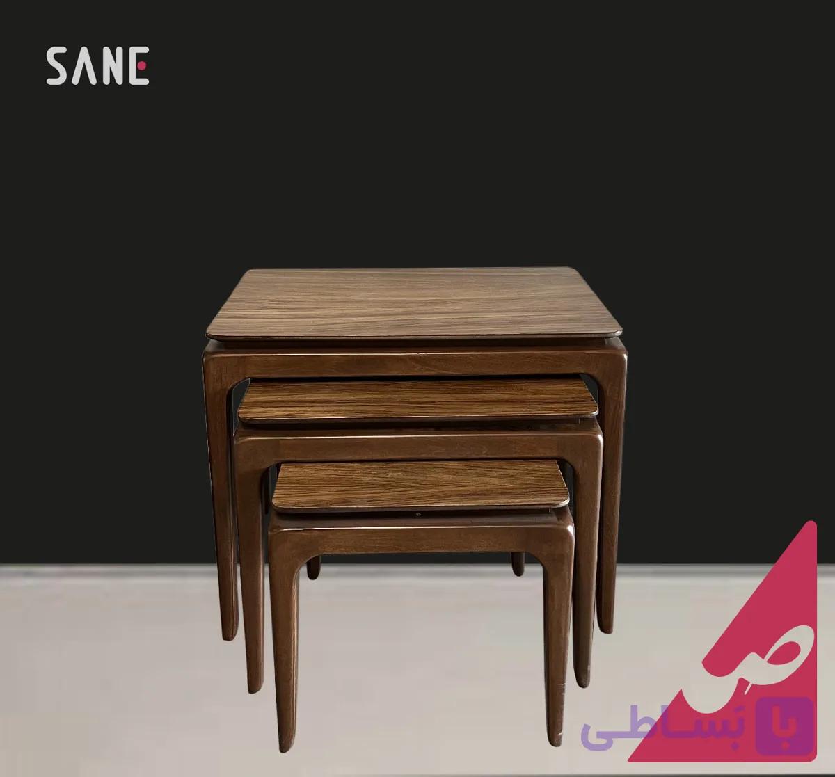 میز چوبی سه تیکه مستطیل مدل روکش آلپی کد 30358 — تصویر 1