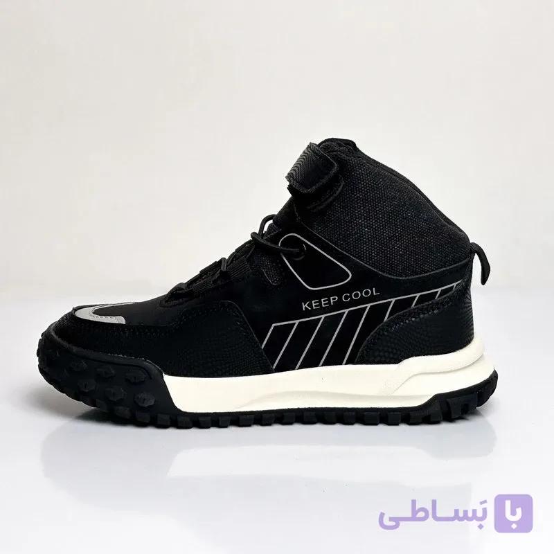 کفش نیم بوت کرم مشکی بچه گانه چرم نبوک برند jeep — تصویر 1