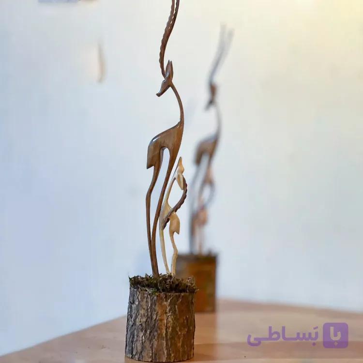 مجسمه چوبی غزال دست‌ ساز — تصویر 1