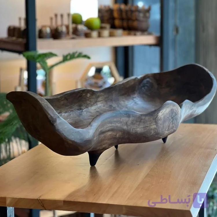 میوه خوری بزرگ چوبی دست‌ ساز مدل کهنه‌ کاری — تصویر 1