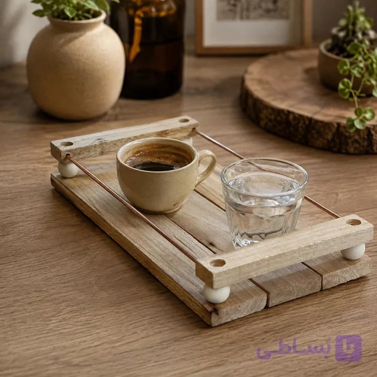 سینی سرو و پذیرایی چوبی قهوه — تصویر 1