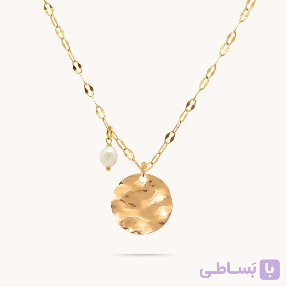 گردنبند طلا دایره موج و مروارید شعبه ونک وزن 4.57 — تصویر 1