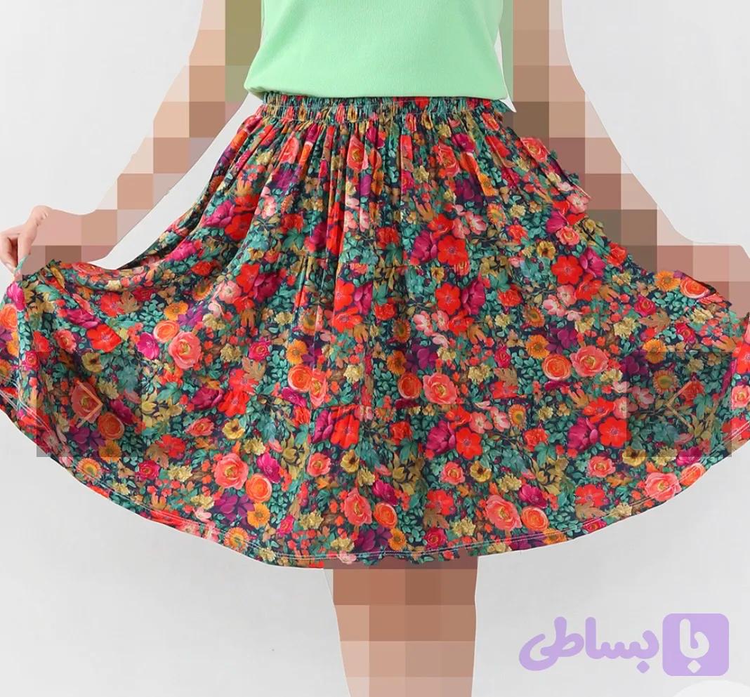 دامن نخی سه چین کوتاه/پری وار