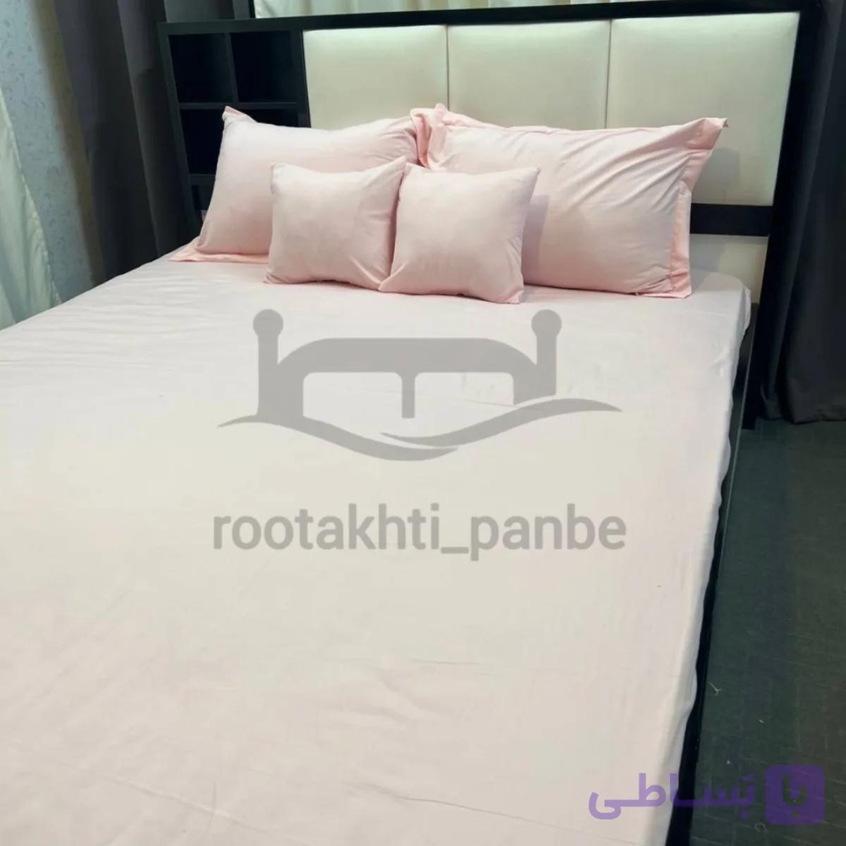 نیم ست کاوری ملحفه کشدار تشک ساده گلبهی روشن کد 5509