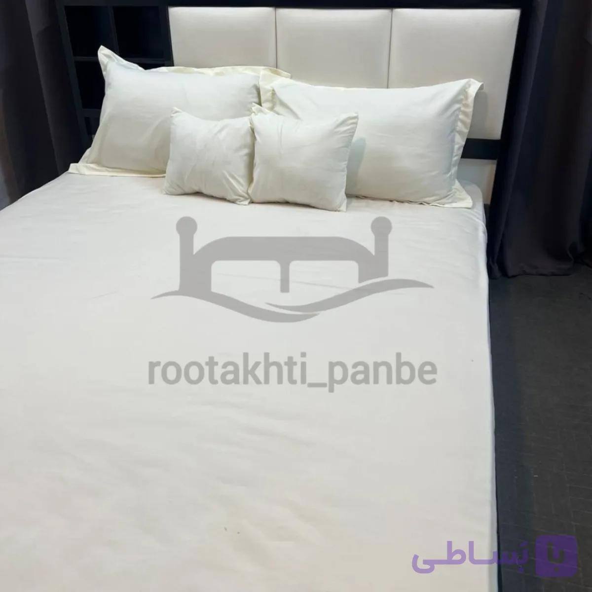 نیم ست کاوری ملحفه کشدار تشک ساده سفید شیری کد 5504