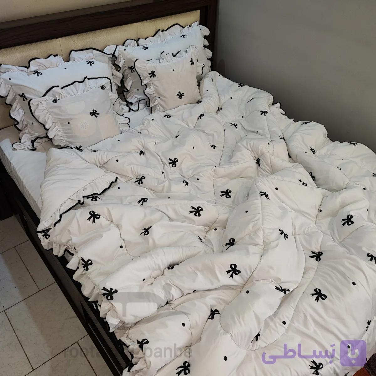 روتختی چین دار سفید پاپیون مشکی کد 34537