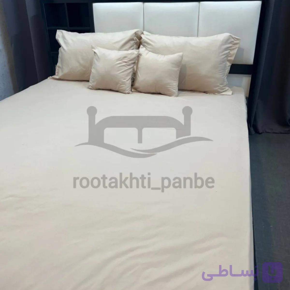 نیم ست کاوری ملحفه کشدار تشک ساده کرم کد 5508