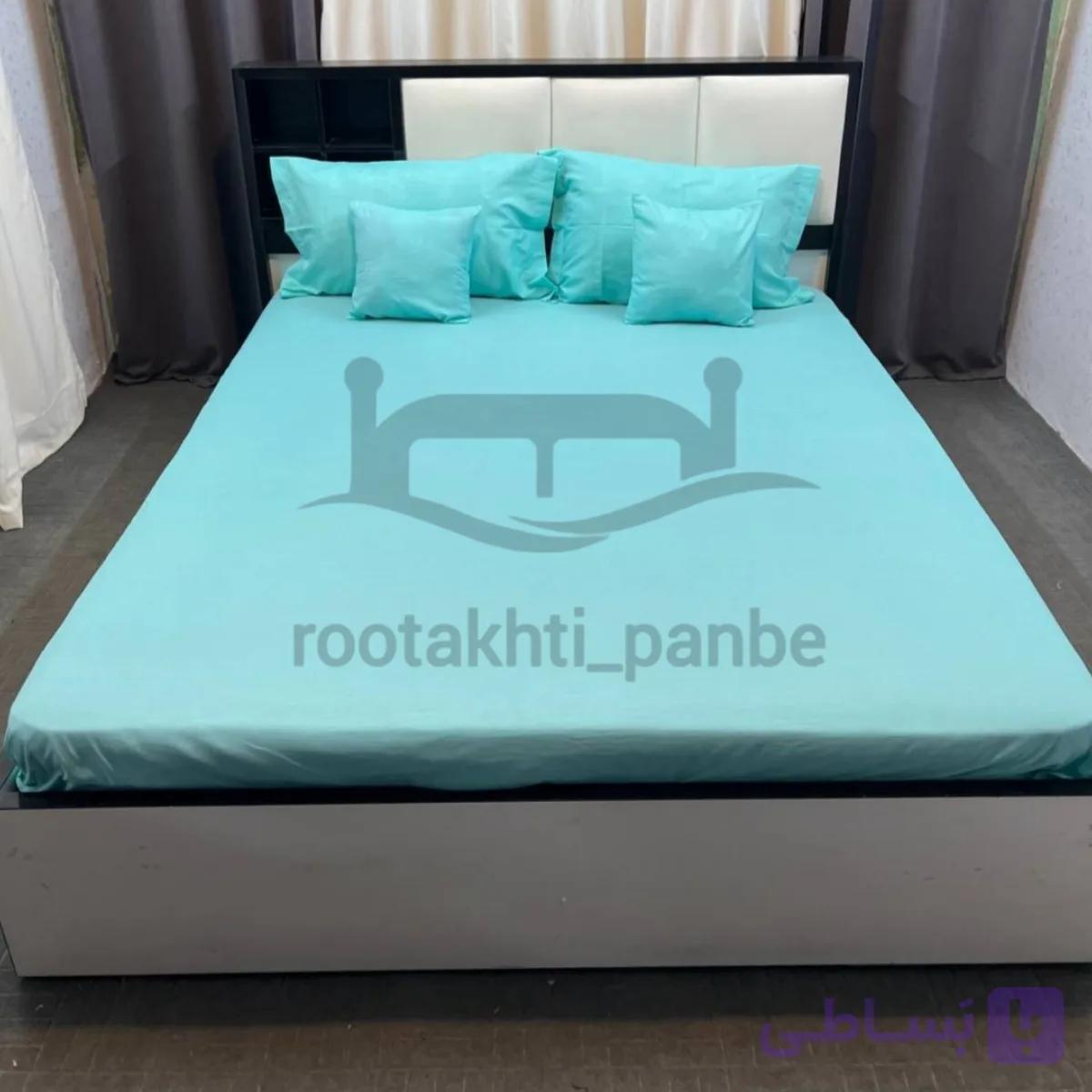 نیم ست کاوری ملحفه کشدار تشک ساده آبی فیروزه ای کد 5513