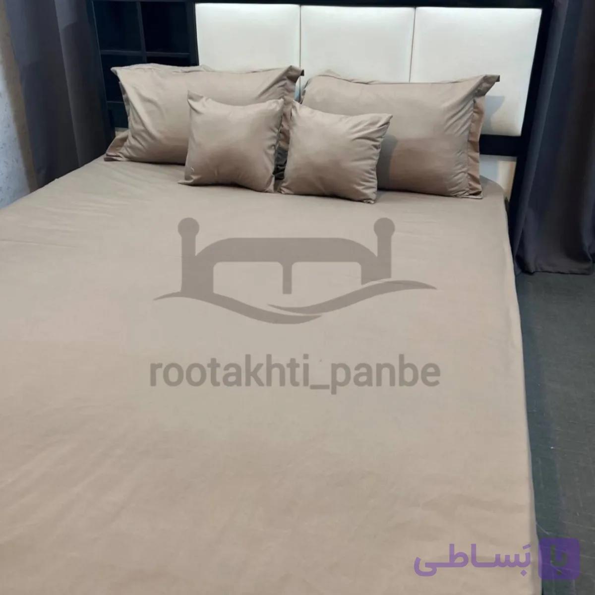 نیم ست کاوری ملحفه کشدار تشک ساده نسکافه ای کد 5502