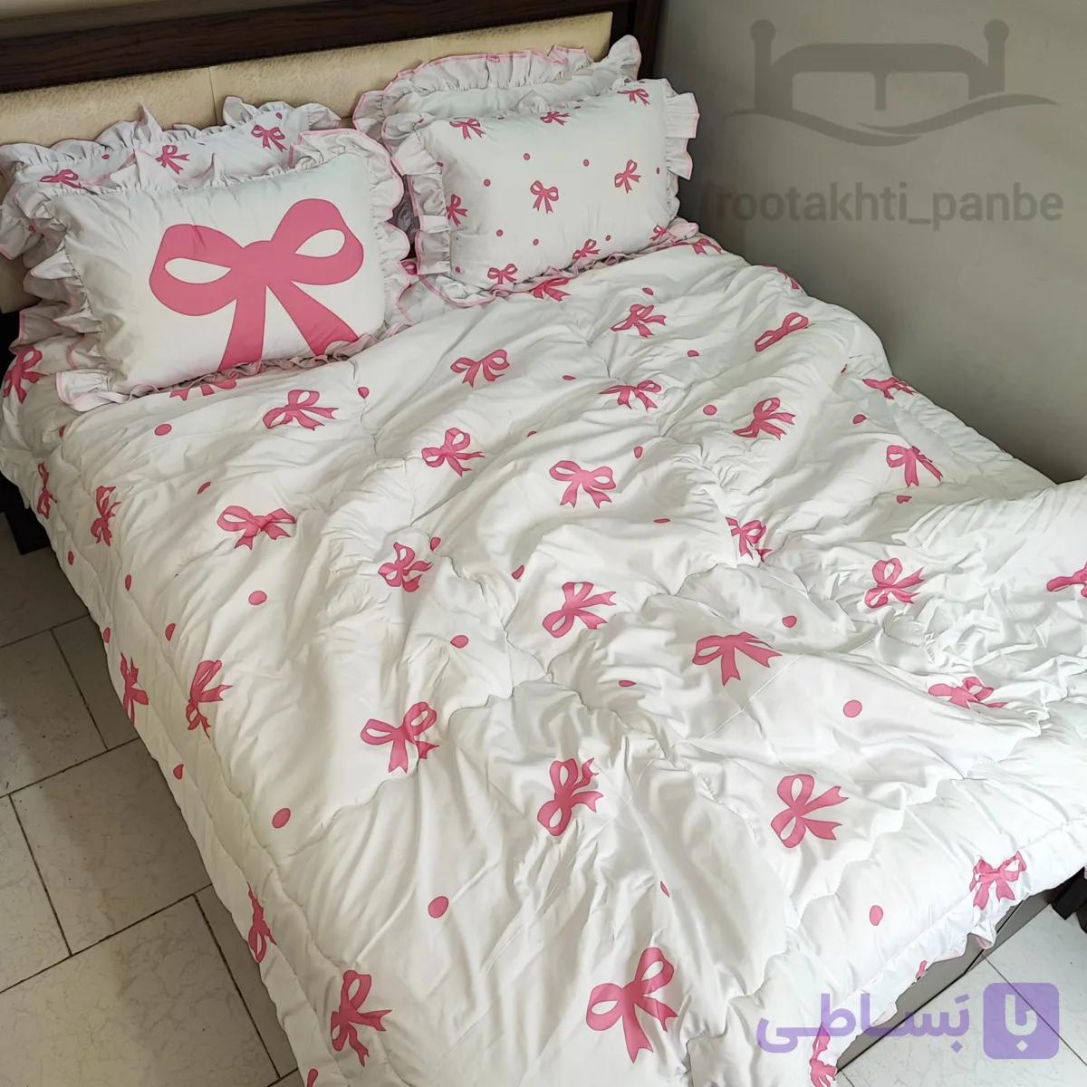 روتختی چین دار سفید پاپیون صورتی کد 34536