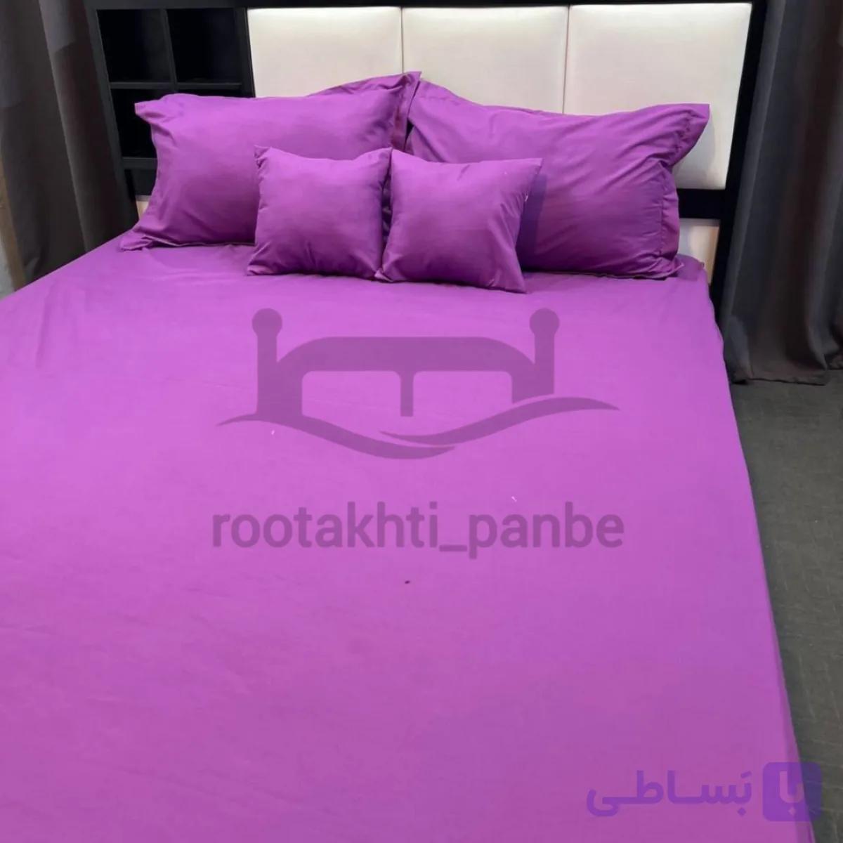 نیم ست کاوری ملحفه کشدار تشک ساده بنفش کد 5501