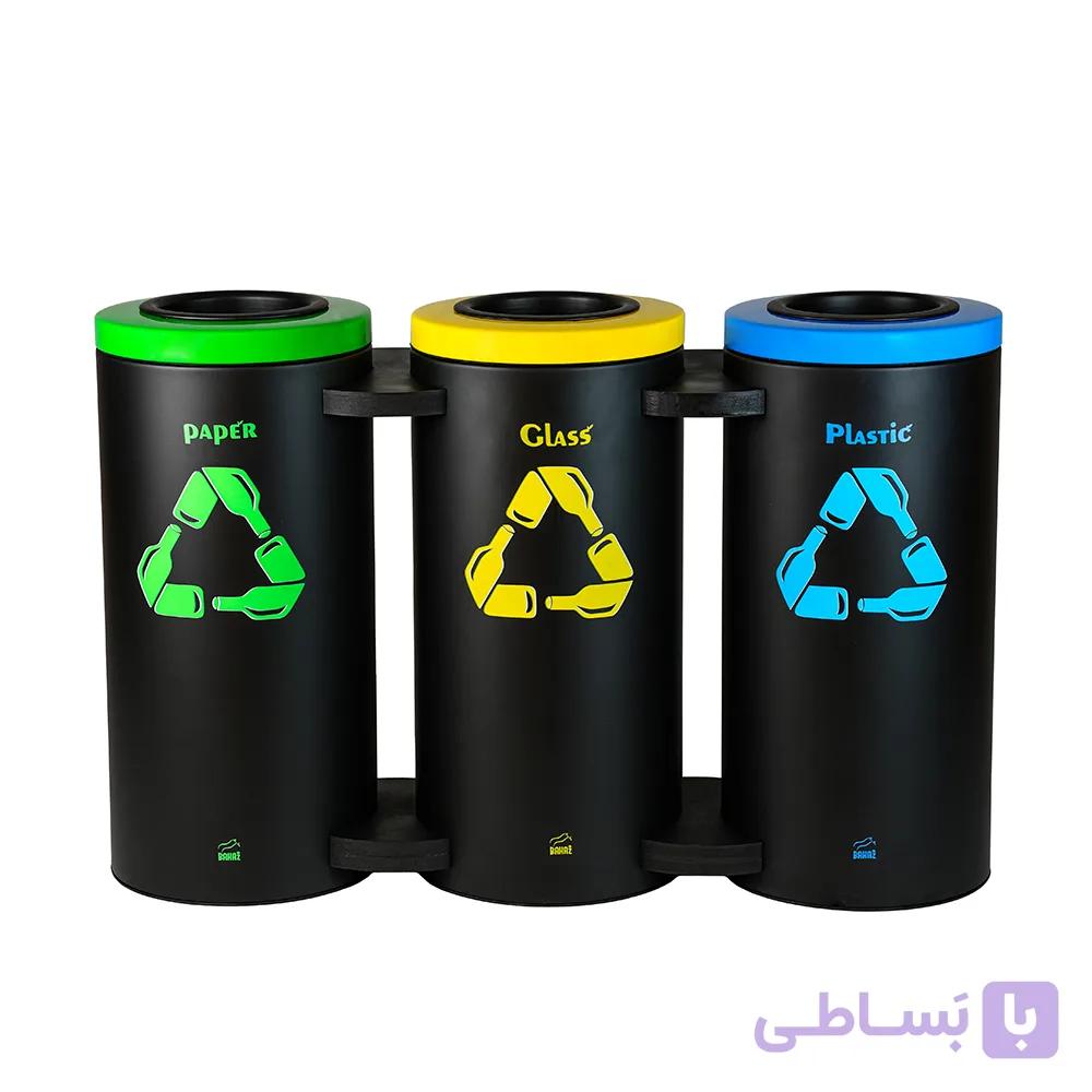 سطل تفکیک زباله 45 لیتری سه تایی بهازکالا — تصویر 1