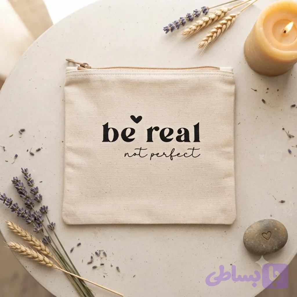 کیف زیپ دار کوچک طرح be real not perfect
