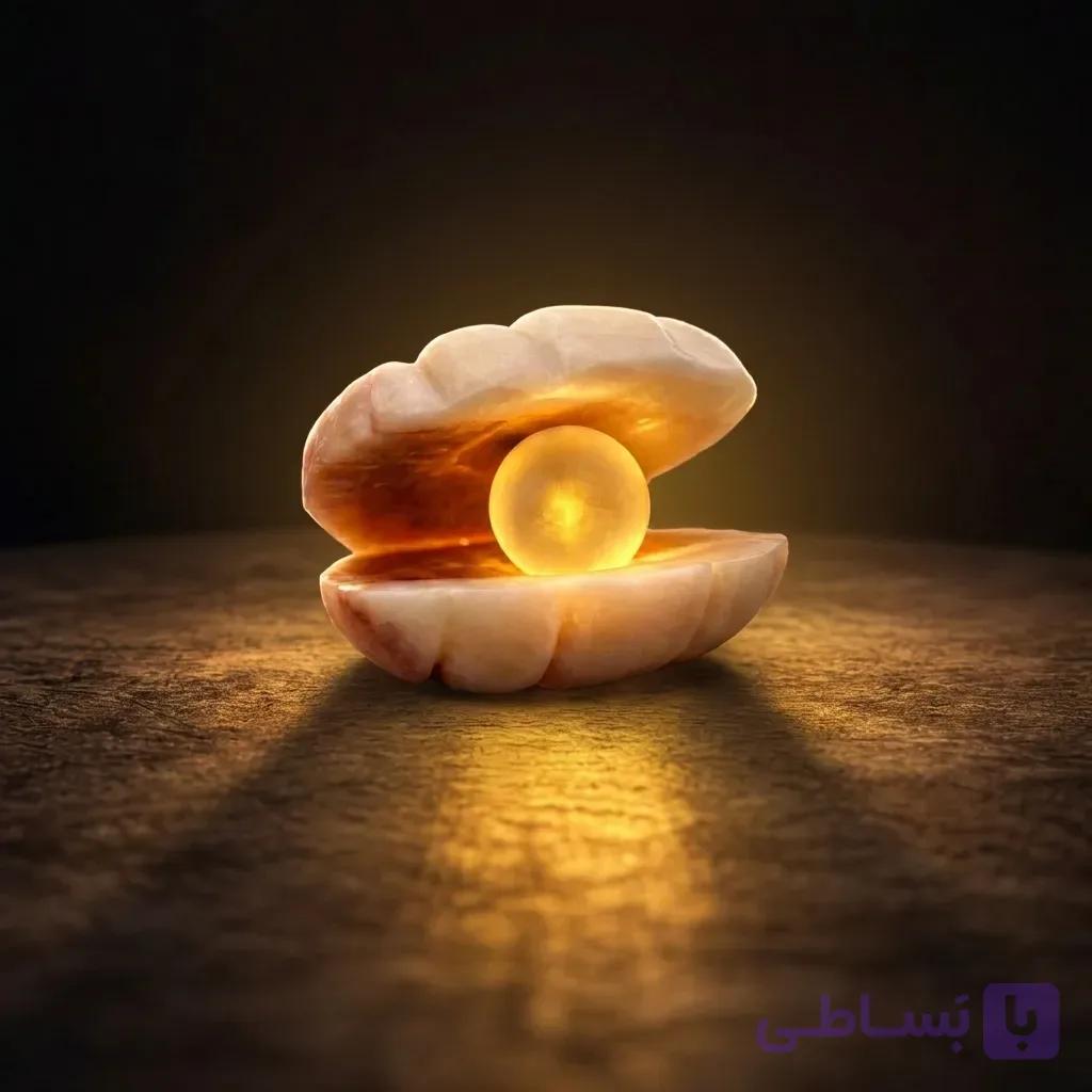 آباژور سنگ نمک مدل صدف بهمراه هدیه — تصویر 1