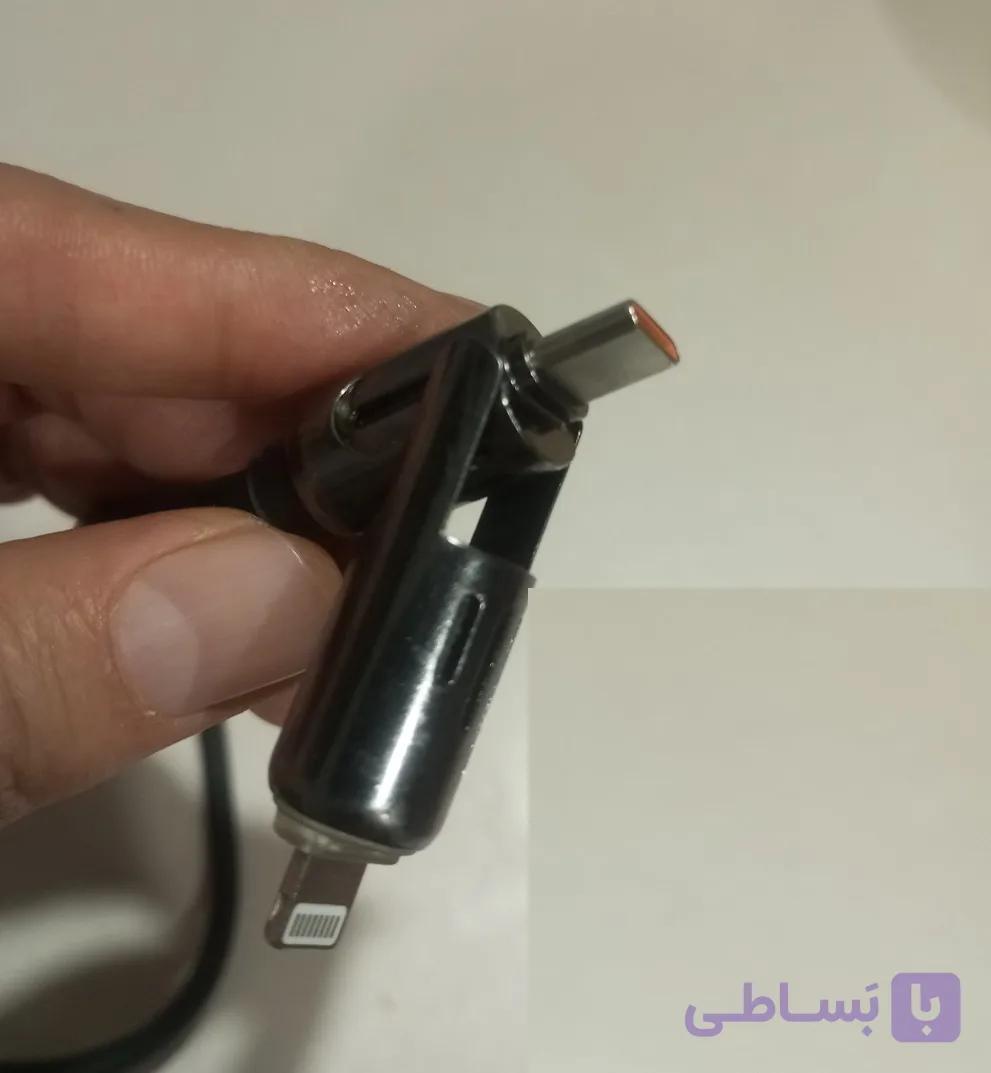 کابل شارژ دو کاره آیفون و تایپ سی | 1 متری و دارای چراغ LED — تصویر 1