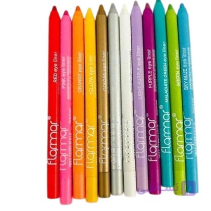 پک 12 عددی خط چشم رنگی ضدآب پاستیلی فلورمار | Flormar Colored Eyeliner — تصویر 1