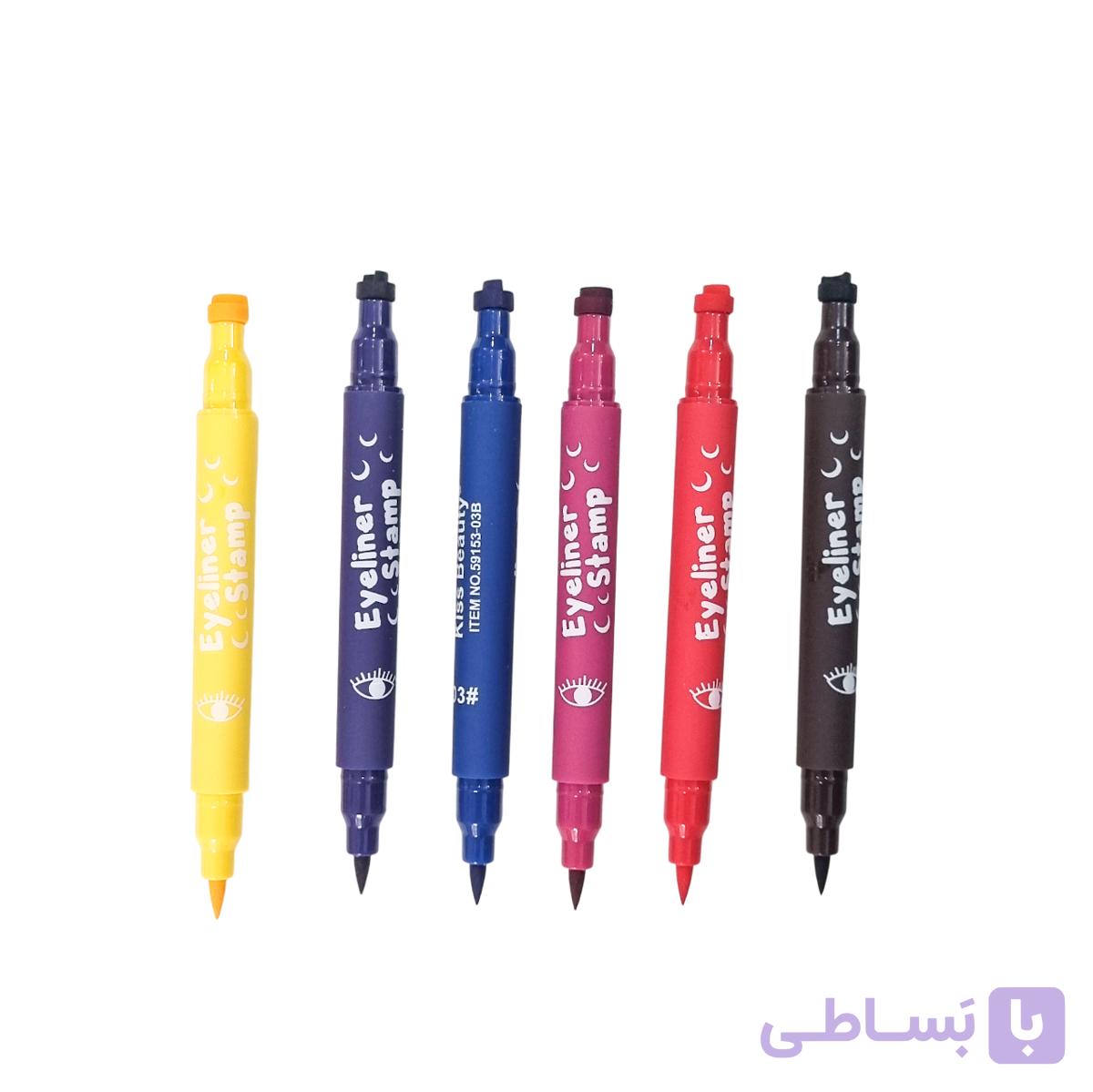 خط چشم رنگی ماژیکی دوطرفه طرح ماه مناسب خط چشم های فانتزی | Colorful Stamp Eyeliner Pen — تصویر 1