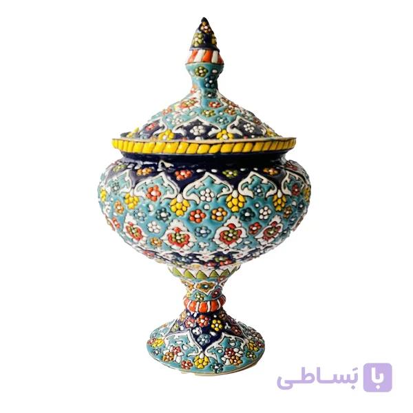 شکلات خوری تک پایه میناکاری روی سفال کد 405 — تصویر 1